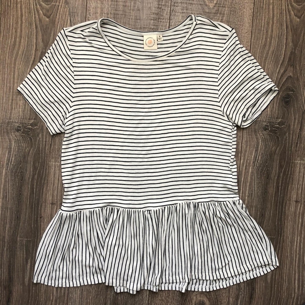 Black & White Stripe Peplum Top